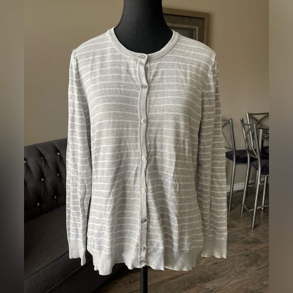 Jones New York Knit Striped Cardigan